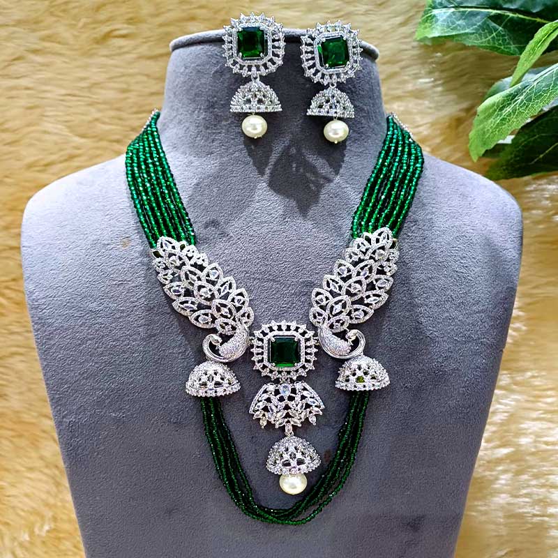 Choker Set Green White Pearl