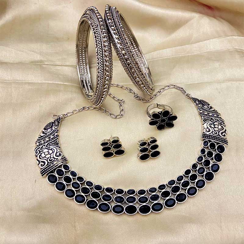 Silewer Black Jwellery Set